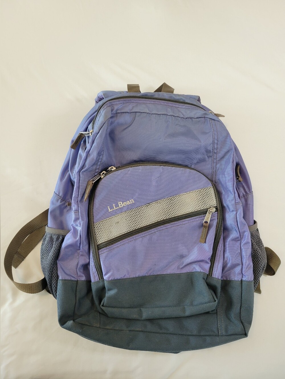 L.L. Bean Deluxe Book Backpack Laptop Sleeve Light Purple w/ Grey Canvas 290728